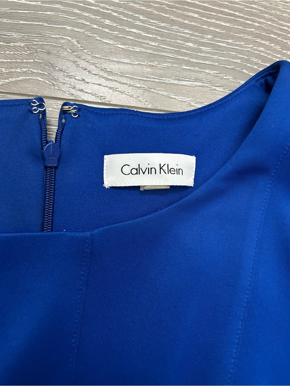 Calvin Klein Sleeveless Fit-and-Flare Cobalt Blue Midi Dress - Picture 3 of 10